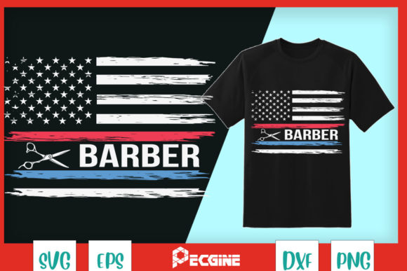 American Flag Barber: Graphics for T-Shirt Designs