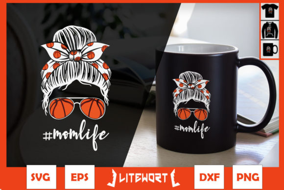 Basketball Mom Life Messy Bun Graphics & Crafts