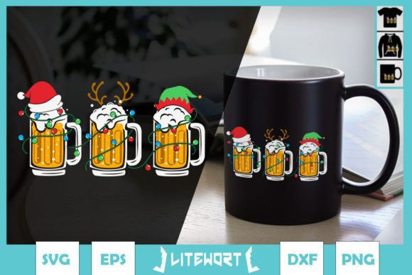 Beer Christmas Santa Reinbeer Xmas Light Graphics