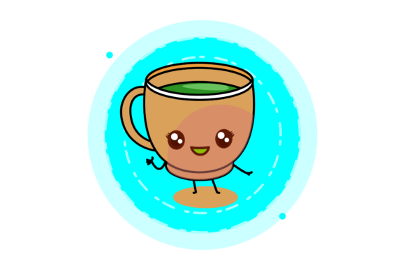Coffee Cup Cartoon Kawaii Circle Bubble Graphics