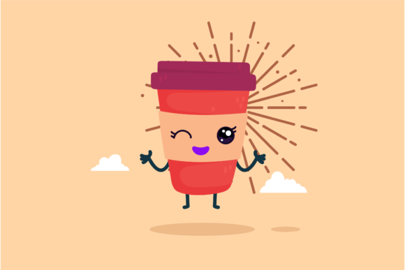 Coffee Cup Menu Kawaii Cloud Style Graphics