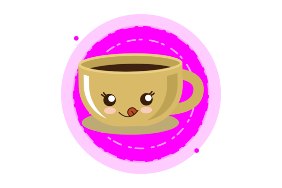 Coffee Cup Smile Kawaii Circle Bubble Graphics