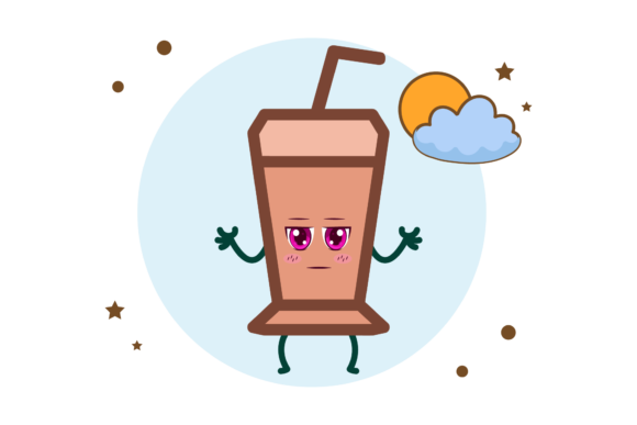 Coffee Cup Smile Kawaii Circle Cloud: Graphics and Icons for Playful Design