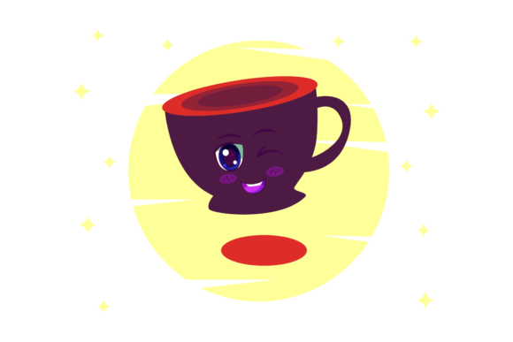Coffee Cup Sweet Kawaii Circle Style Graphics
