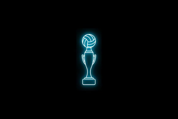 Cup Volleyball Sport Icon Neon Graphics