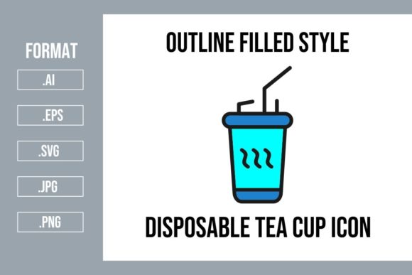 Disposable Tea Cup Outline Filled Icon Graphics and Icons