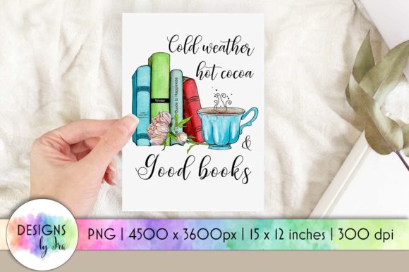 Hot Cocoa and Good Books Sublimation Graphics