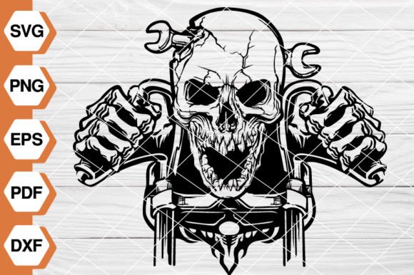 Motorcycle Skull Embroidery Design