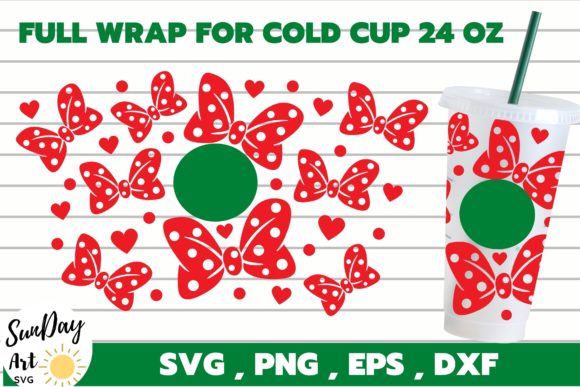 Red Bow Full Wrap, Heart Red Bow Graphics