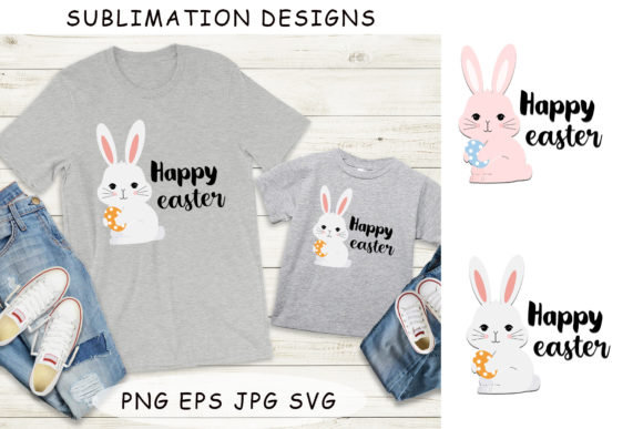 Sublimation Designs. Happy Easter Bunny