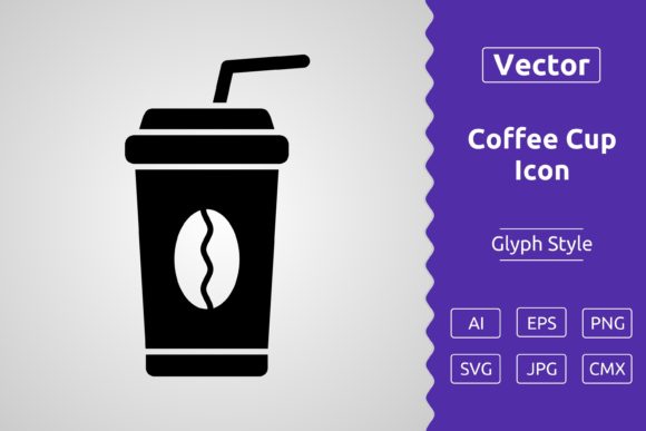 Vector Coffee Cup Glyph Icon for Graphics and Icons