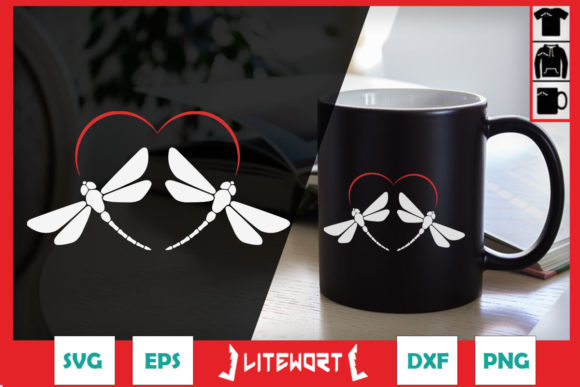 Vintage Heart Dragonfly Valentine s Day Graphics & Crafts