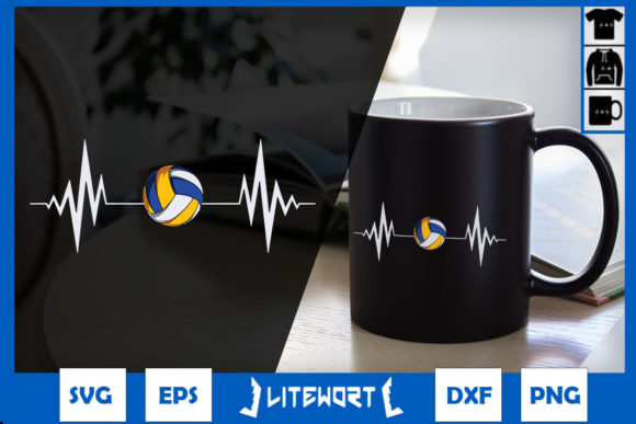 Volleyball Heartbeat Volleyball Lover Graphics & Crafts