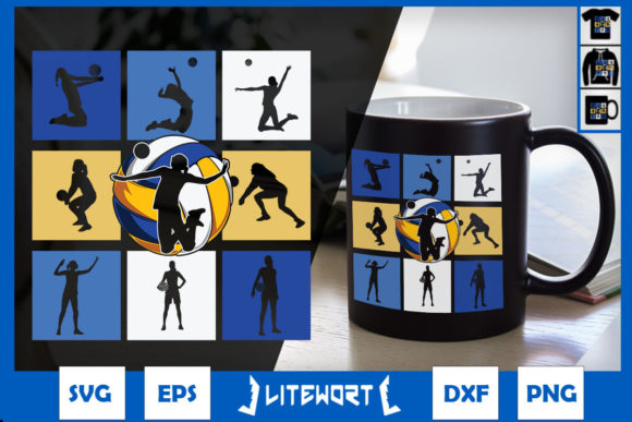 Volleyball Retro Vintage Silhouette Graphics